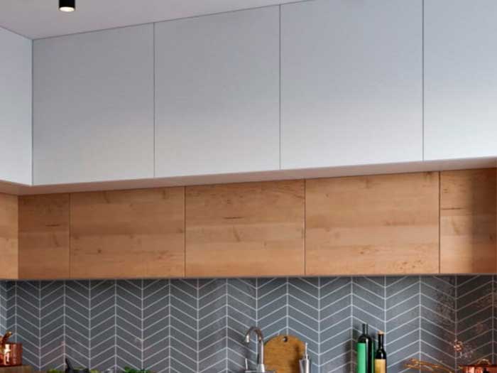 угловая кухня с каменной в стиле лофт